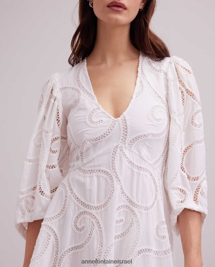 הַלבָּשָׁה Anne Fontaine שמלת אסטיבל שרוולים 3/4 בעיצוב עילית פייזלי לבן נשים DL8V8L60