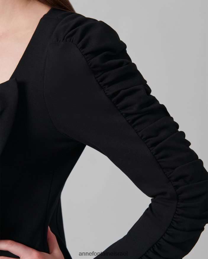 הַלבָּשָׁה Anne Fontaine שמלת סימפוניה שמלת שרוולים ארוכים עם קשתות סטייטמנט שָׁחוֹר נשים DL8V8L113