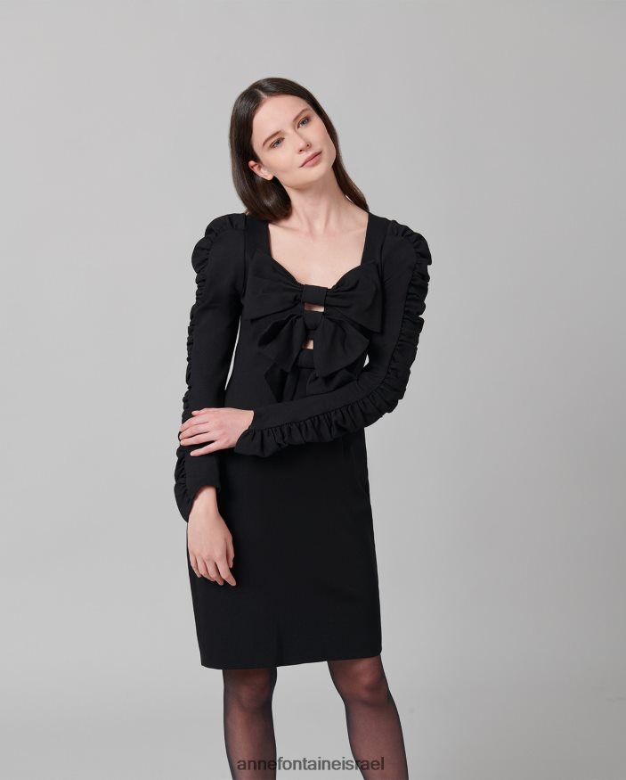 הַלבָּשָׁה Anne Fontaine שמלת סימפוניה שמלת שרוולים ארוכים עם קשתות סטייטמנט שָׁחוֹר נשים DL8V8L113