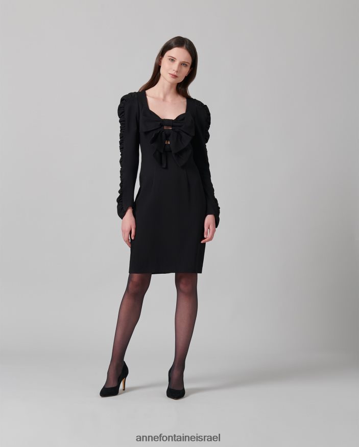 הַלבָּשָׁה Anne Fontaine שמלת סימפוניה שמלת שרוולים ארוכים עם קשתות סטייטמנט שָׁחוֹר נשים DL8V8L113