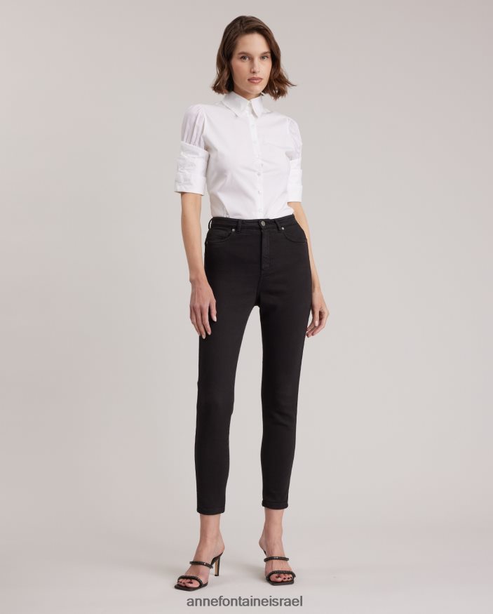 הַלבָּשָׁה Anne Fontaine חולצת פופלין בחולצת אנזה עם הדגשה של שלושה חפתים לבן נשים DL8V8L123