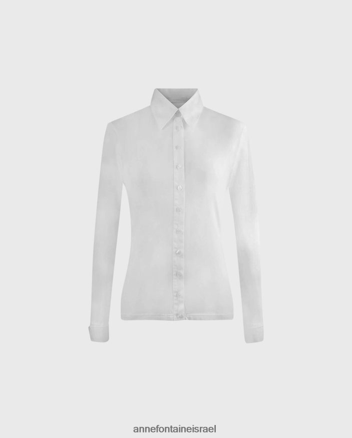הַלבָּשָׁה Anne Fontaine חולצת נואז' חולצת צווארון עם שרוולים ארוכים עם חפתים לבן נשים DL8V8L141
