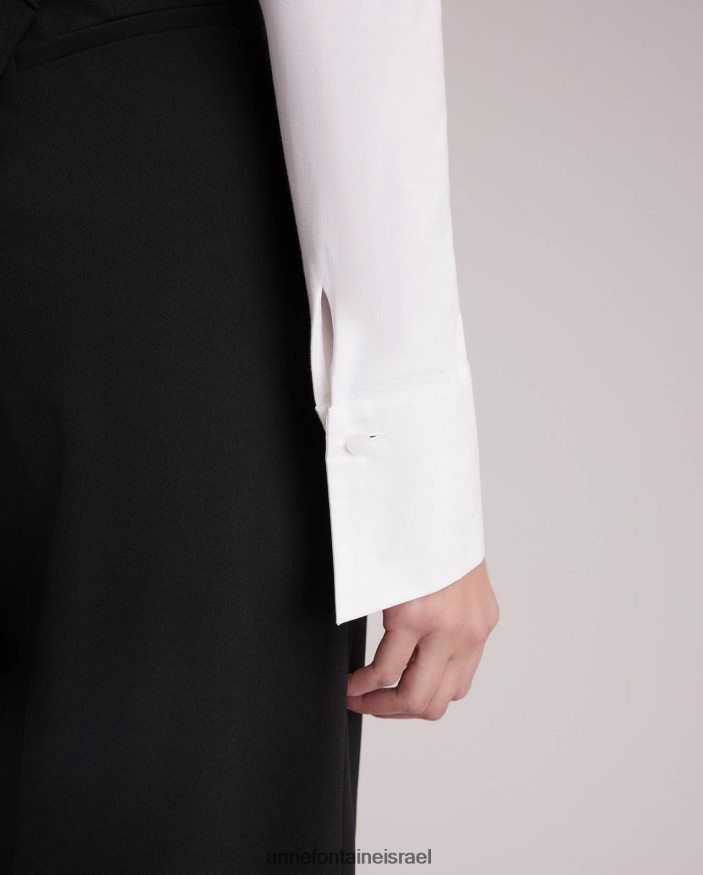 הַלבָּשָׁה Anne Fontaine חולצת נואז' חולצת צווארון עם שרוולים ארוכים עם חפתים לבן נשים DL8V8L141