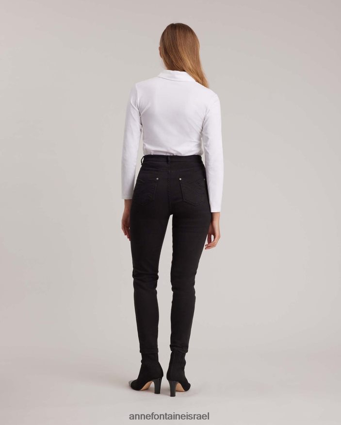 הַלבָּשָׁה Anne Fontaine חולצת ג'רסי פימה עליונה דריאנה עם רוכסן קדמי לבן נשים DL8V8L145