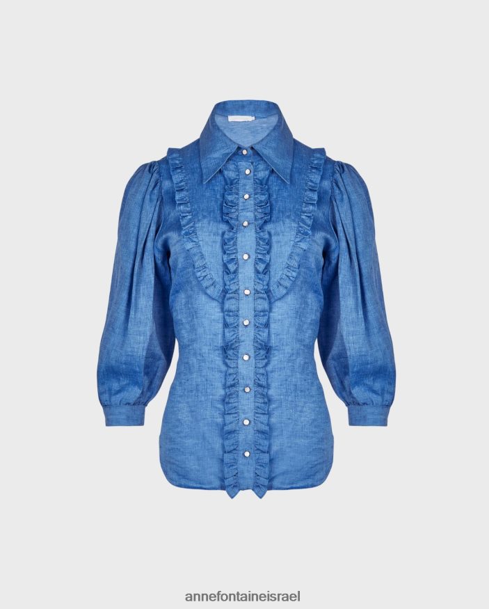 הַלבָּשָׁה Anne Fontaine חולצת אוליבייה עם פרטי סלסול מיני דֵנִים נשים DL8V8L153