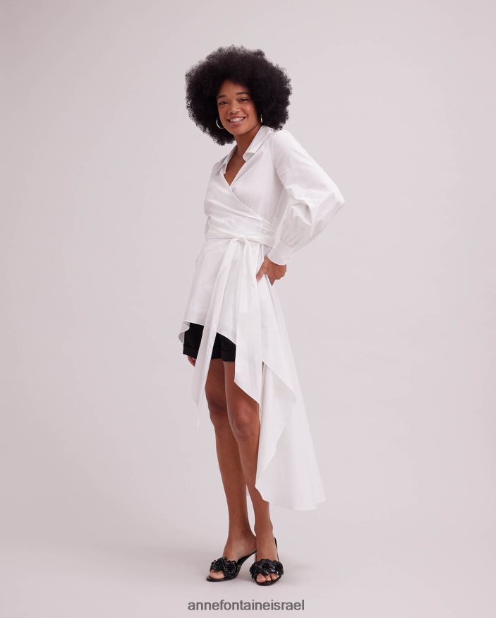 הַלבָּשָׁה Anne Fontaine חולצת מעטפת חולצת פאניס עם מכפלת גבוהה נמוכה לבן נשים DL8V8L154