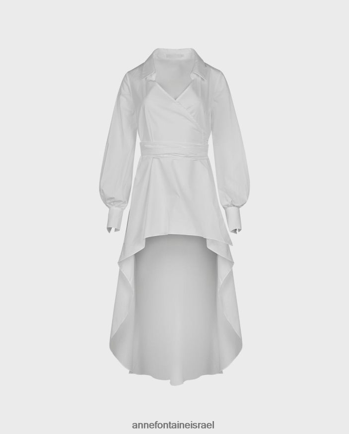 הַלבָּשָׁה Anne Fontaine חולצת מעטפת חולצת פאניס עם מכפלת גבוהה נמוכה לבן נשים DL8V8L154