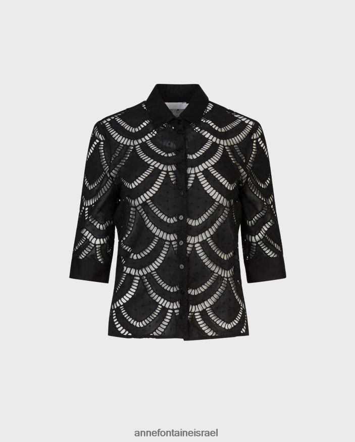 הַלבָּשָׁה Anne Fontaine חולצת פייאו עם שרוולים צרפתיים שָׁחוֹר נשים DL8V8L180