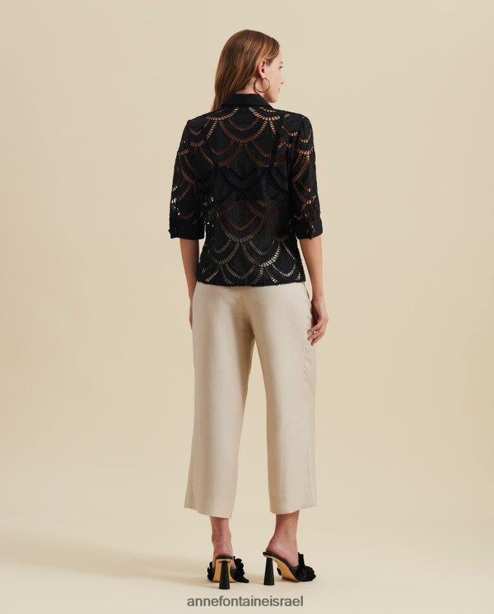 הַלבָּשָׁה Anne Fontaine חולצת פייאו עם שרוולים צרפתיים שָׁחוֹר נשים DL8V8L180