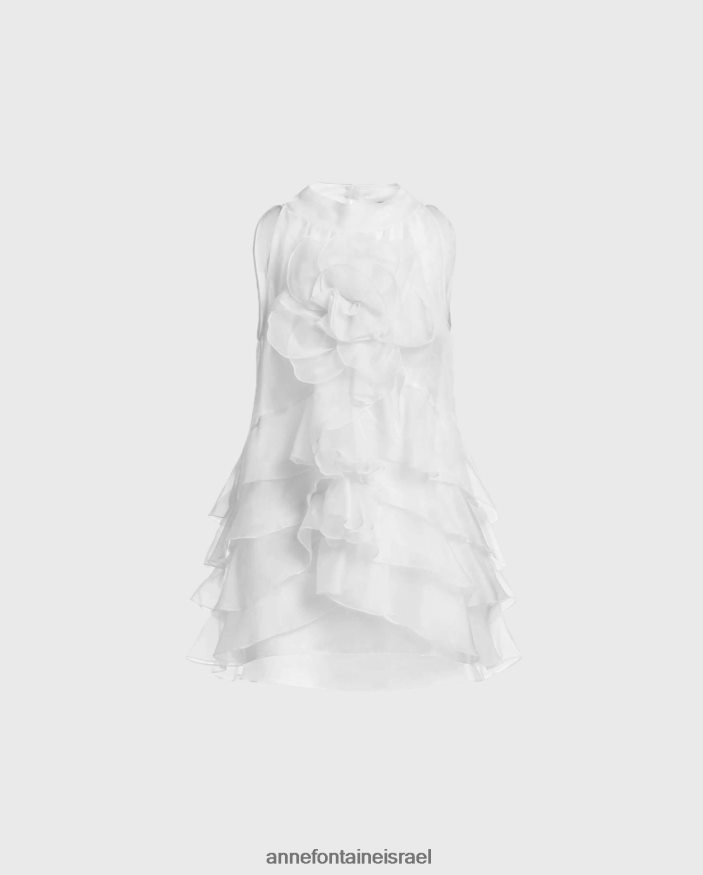 הַלבָּשָׁה Anne Fontaine חולצה אוברי חולצה ללא שרוולים באורגנזה משי בשכבות לבן נשים DL8V8L202