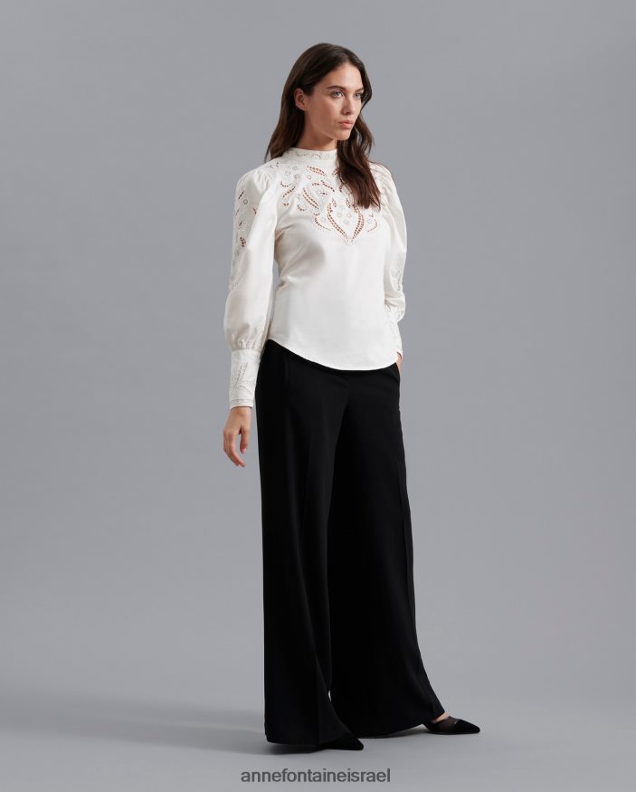 הַלבָּשָׁה Anne Fontaine סוקרה חולצה פתוחה חולצה רקומה בירח לבן נשים DL8V8L229