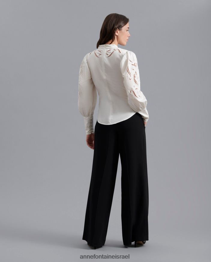 הַלבָּשָׁה Anne Fontaine סוקרה חולצה פתוחה חולצה רקומה בירח לבן נשים DL8V8L229