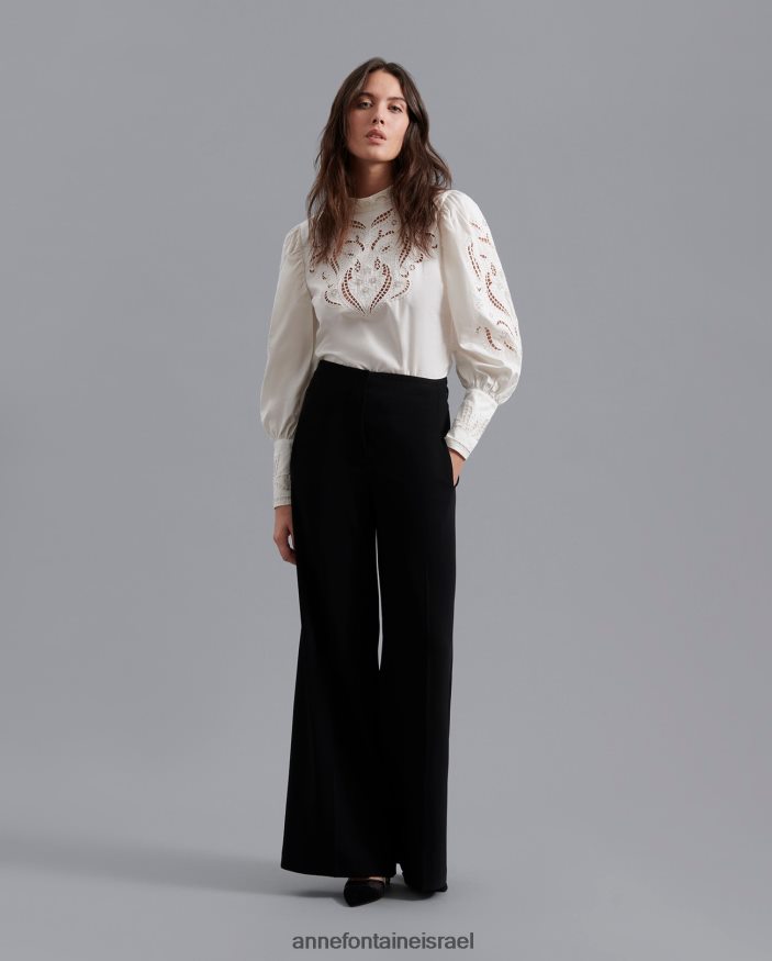 הַלבָּשָׁה Anne Fontaine סוקרה חולצה פתוחה חולצה רקומה בירח לבן נשים DL8V8L229