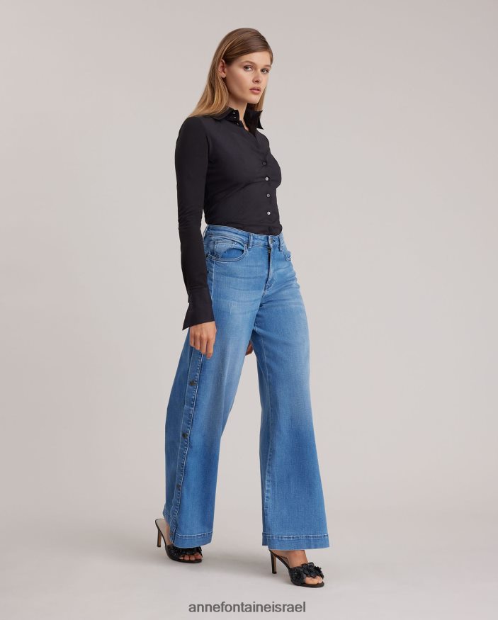 הַלבָּשָׁה Anne Fontaine חולצת ארמנטין חולצת כותנה עם שרוולים ארוכים שָׁחוֹר נשים DL8V8L232