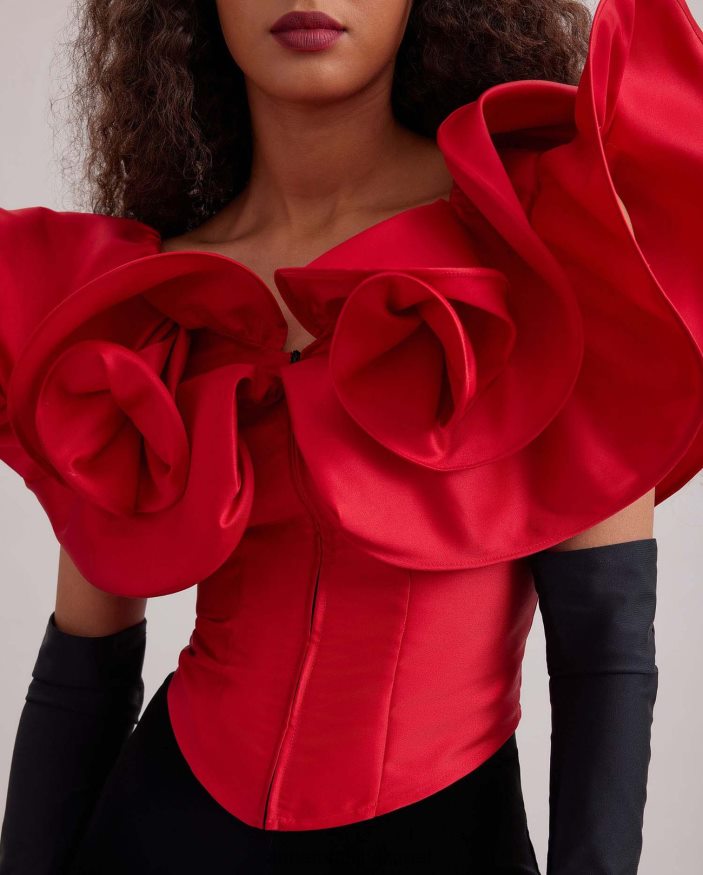 הַלבָּשָׁה Anne Fontaine מחוך מחוך אודה עם סלסולים מוגזמים אדום טנגו נשים DL8V8L254