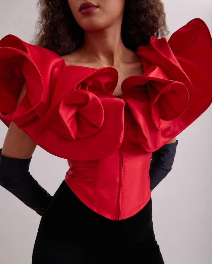 הַלבָּשָׁה Anne Fontaine מחוך מחוך אודה עם סלסולים מוגזמים אדום טנגו נשים DL8V8L254