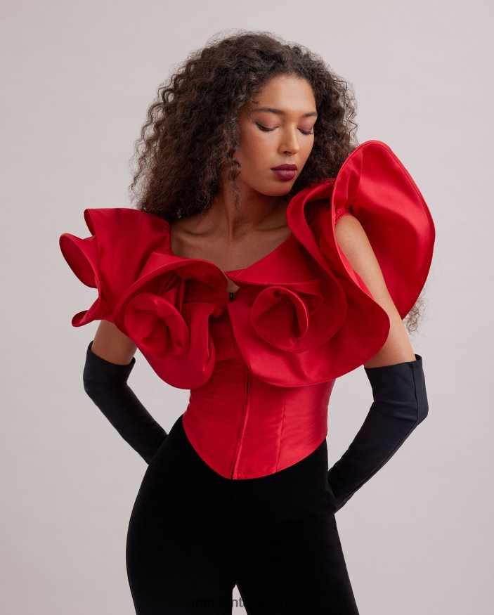 הַלבָּשָׁה Anne Fontaine מחוך מחוך אודה עם סלסולים מוגזמים אדום טנגו נשים DL8V8L254