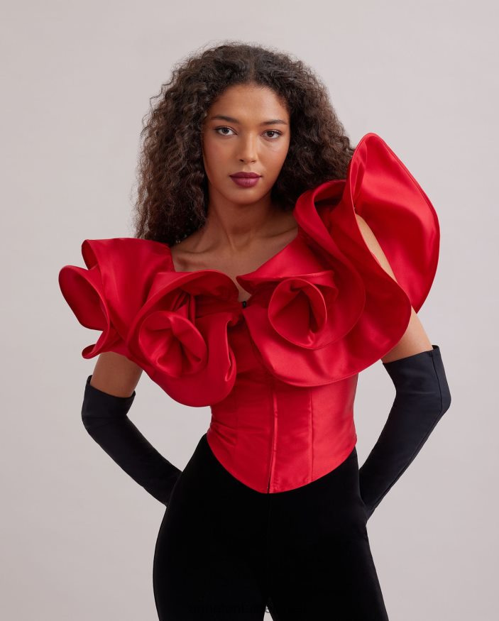 הַלבָּשָׁה Anne Fontaine מחוך מחוך אודה עם סלסולים מוגזמים אדום טנגו נשים DL8V8L254