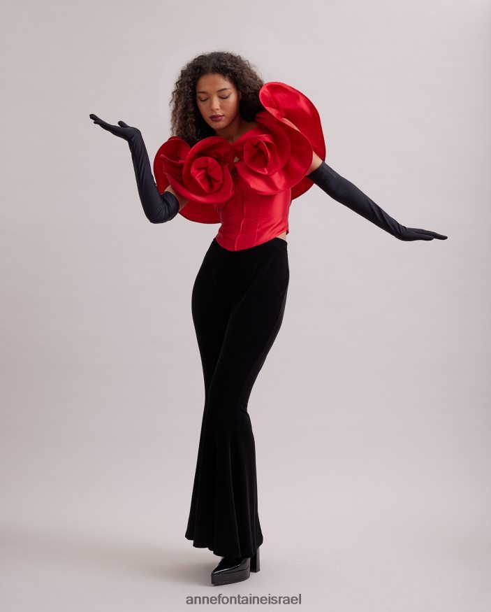 הַלבָּשָׁה Anne Fontaine מחוך מחוך אודה עם סלסולים מוגזמים אדום טנגו נשים DL8V8L254