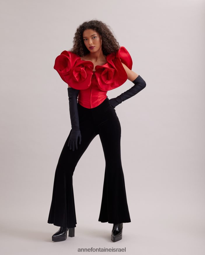 הַלבָּשָׁה Anne Fontaine מחוך מחוך אודה עם סלסולים מוגזמים אדום טנגו נשים DL8V8L254