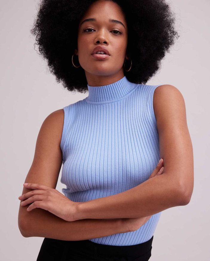 הַלבָּשָׁה Anne Fontaine סריג עם צווארון מצולע סולו עליון ללא שרוולים כחול בהיר נשים DL8V8L267