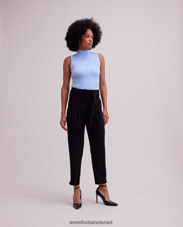 הַלבָּשָׁה Anne Fontaine סריג עם צווארון מצולע סולו עליון ללא שרוולים כחול בהיר נשים DL8V8L267