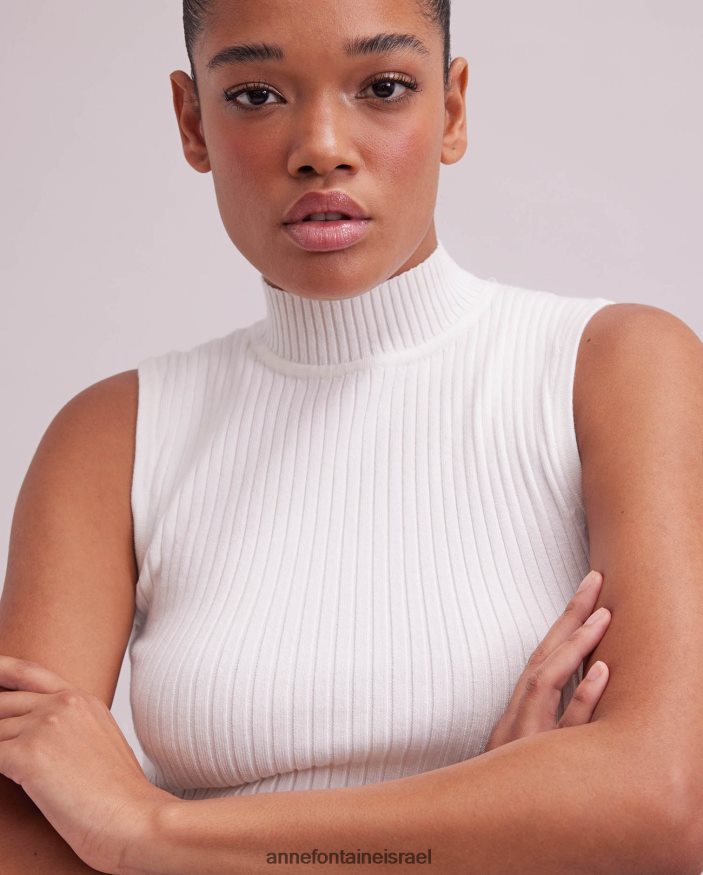 הַלבָּשָׁה Anne Fontaine צווארון גולף סלו עליון ללא שרוולים לבן נשים DL8V8L269