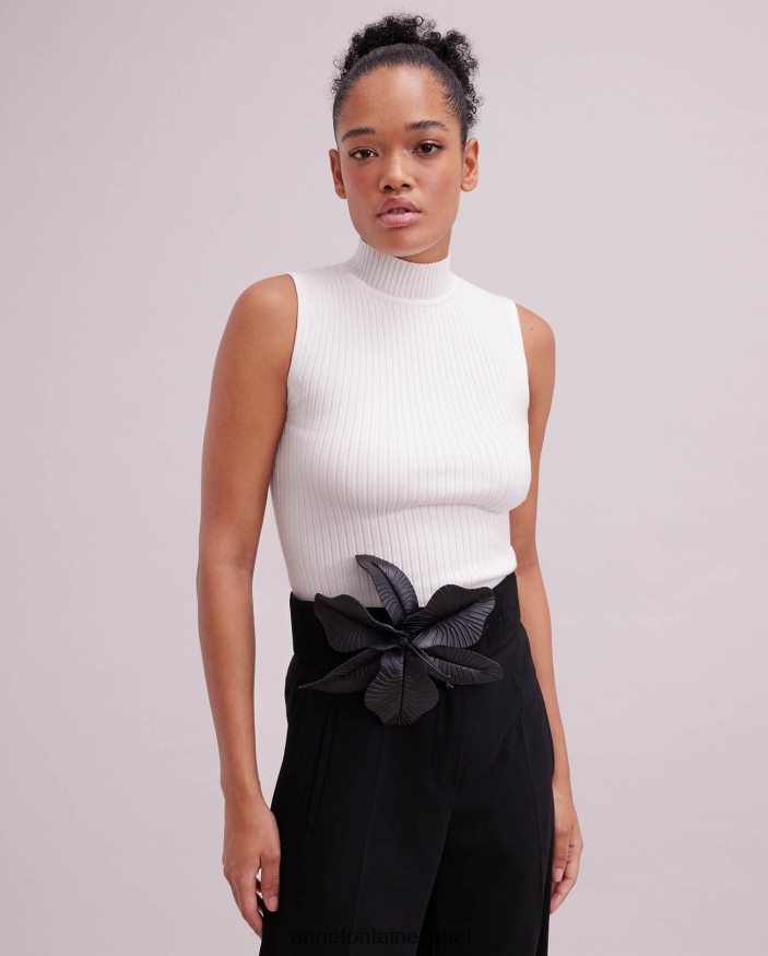 הַלבָּשָׁה Anne Fontaine צווארון גולף סלו עליון ללא שרוולים לבן נשים DL8V8L269