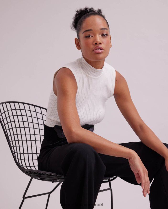 הַלבָּשָׁה Anne Fontaine צווארון גולף סלו עליון ללא שרוולים לבן נשים DL8V8L269