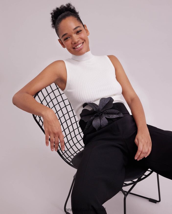 הַלבָּשָׁה Anne Fontaine צווארון גולף סלו עליון ללא שרוולים לבן נשים DL8V8L269