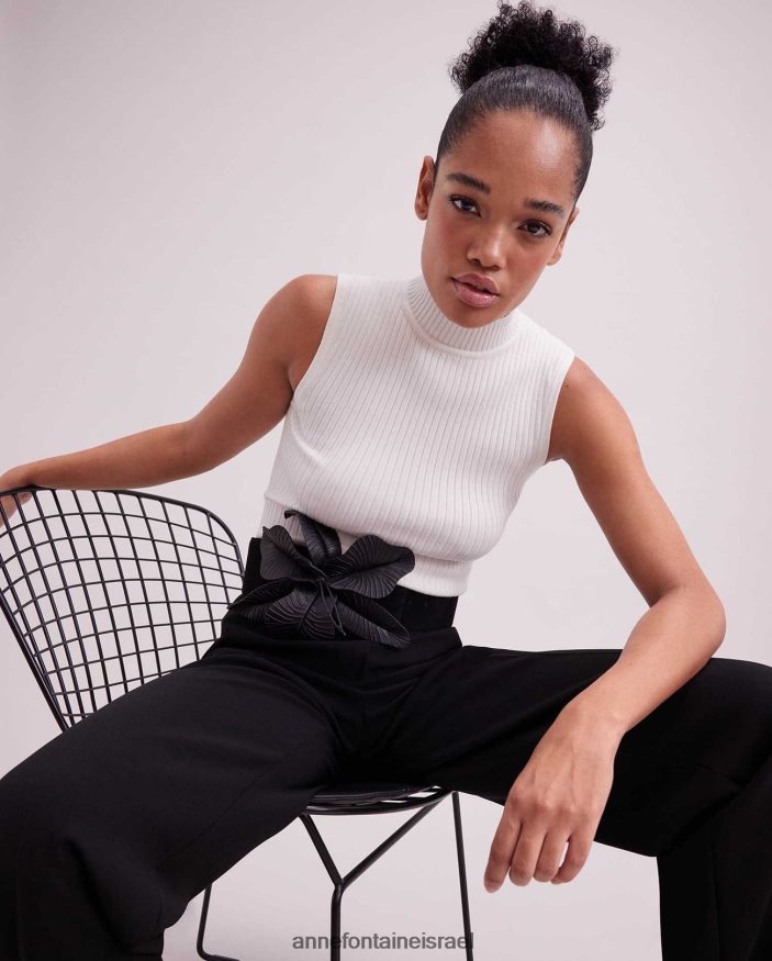 הַלבָּשָׁה Anne Fontaine צווארון גולף סלו עליון ללא שרוולים לבן נשים DL8V8L269