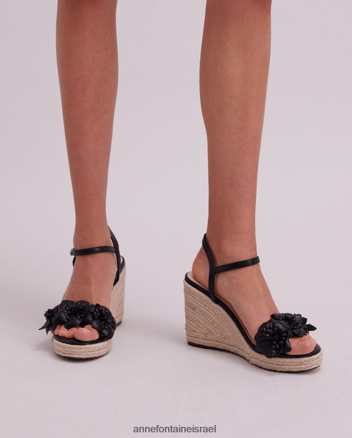 נעליים Anne Fontaine טריז אספדריל אוליביה טריז עם פרטי פרחים שָׁחוֹר נשים DL8V8L27
