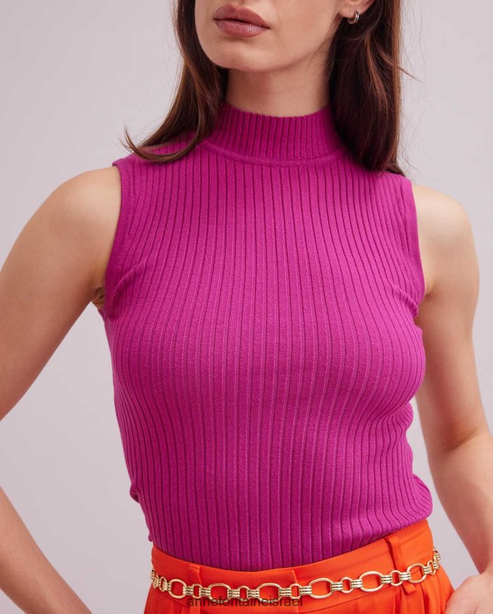 הַלבָּשָׁה Anne Fontaine צווארון גולף סולו עליון ללא שרוולים וָרוֹד נשים DL8V8L296