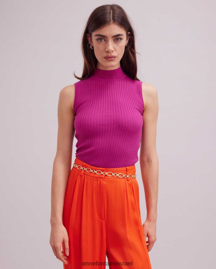 הַלבָּשָׁה Anne Fontaine צווארון גולף סולו עליון ללא שרוולים וָרוֹד נשים DL8V8L296