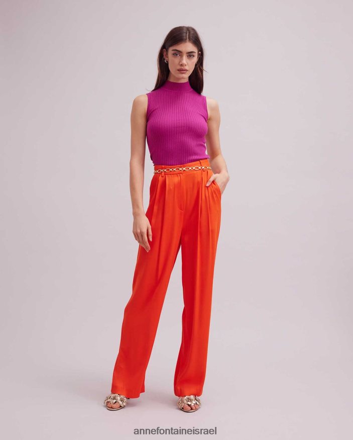 הַלבָּשָׁה Anne Fontaine צווארון גולף סולו עליון ללא שרוולים וָרוֹד נשים DL8V8L296