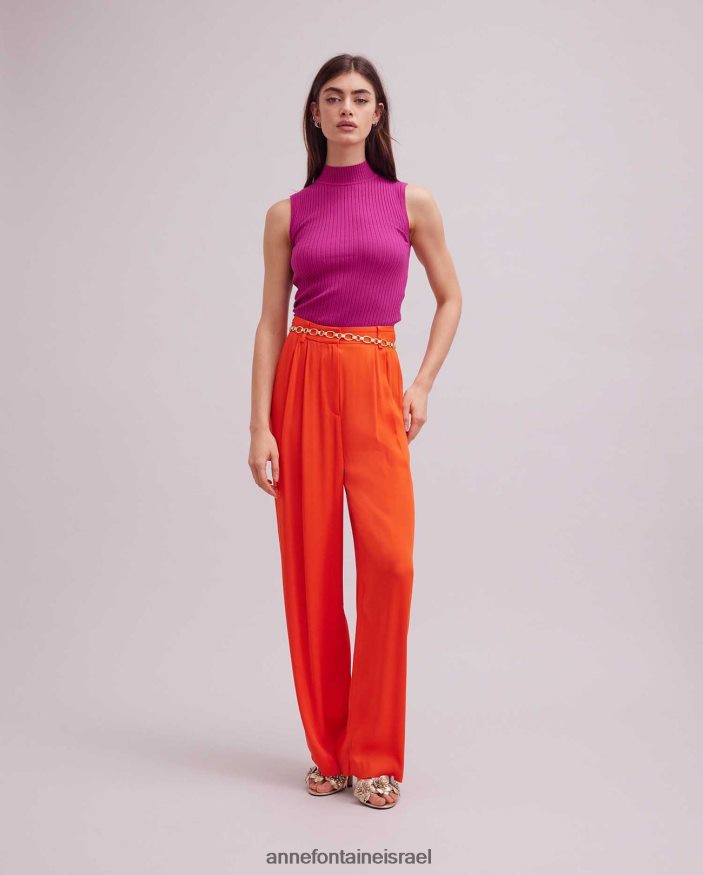 הַלבָּשָׁה Anne Fontaine צווארון גולף סולו עליון ללא שרוולים וָרוֹד נשים DL8V8L296