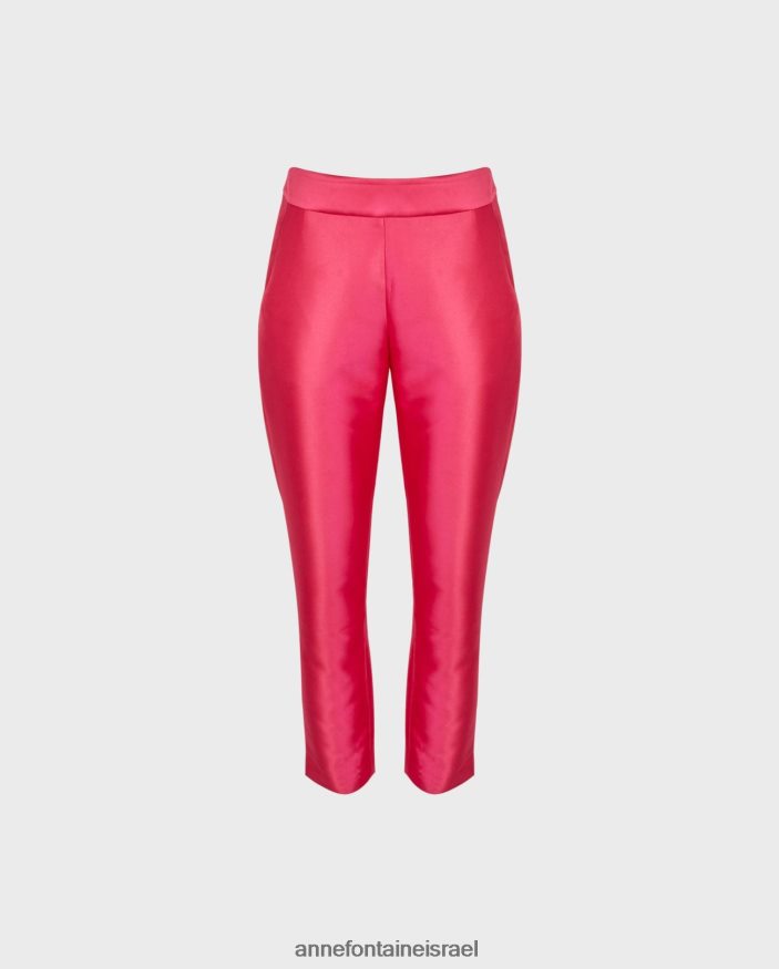 הַלבָּשָׁה Anne Fontaine מכנס סאטן קצוץ עם רגליים ישרות ורוד פוקסיה נשים DL8V8L312