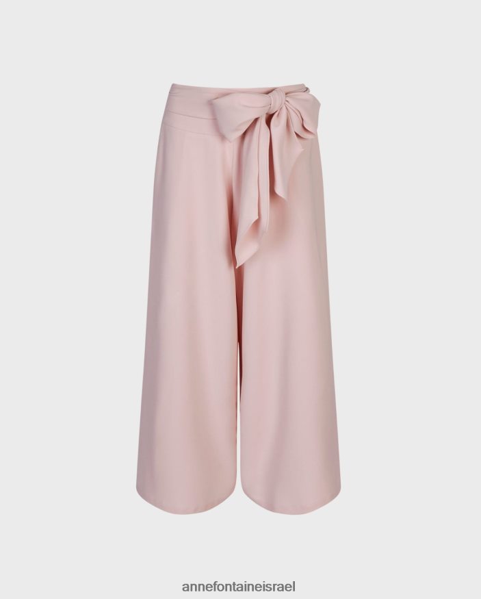 הַלבָּשָׁה Anne Fontaine מכנס רוזראי מכנס רחב רגל קצוץ עם חגורת קשירה וָרוֹד נשים DL8V8L314