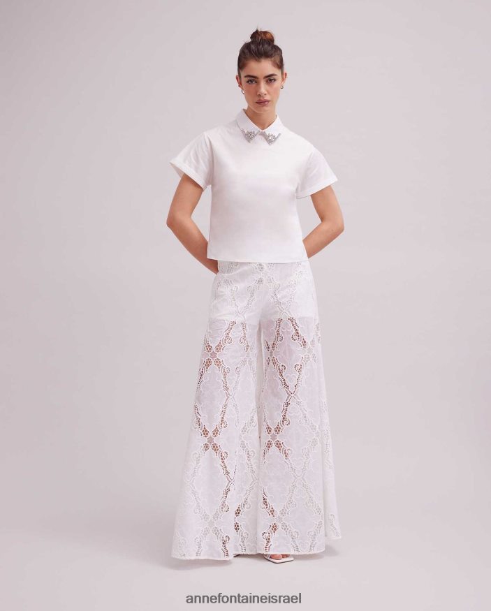 הַלבָּשָׁה Anne Fontaine מכנסיים מכנסיים עם רגליים רחבות לבן נשים DL8V8L319