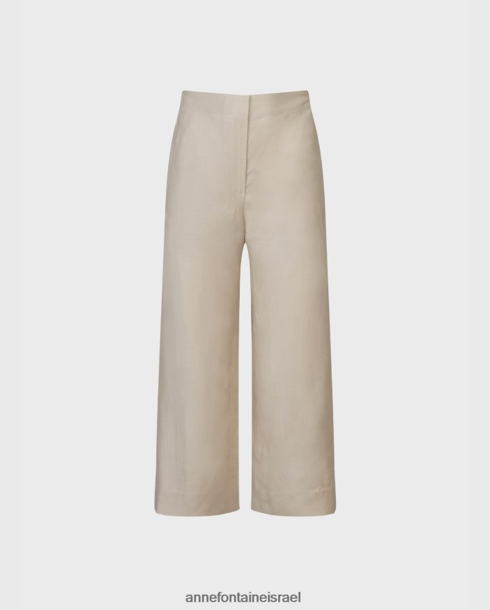 הַלבָּשָׁה Anne Fontaine מכנסי פשתן קצוצים ברגליים רחבות של אינאקי חום נשים DL8V8L344