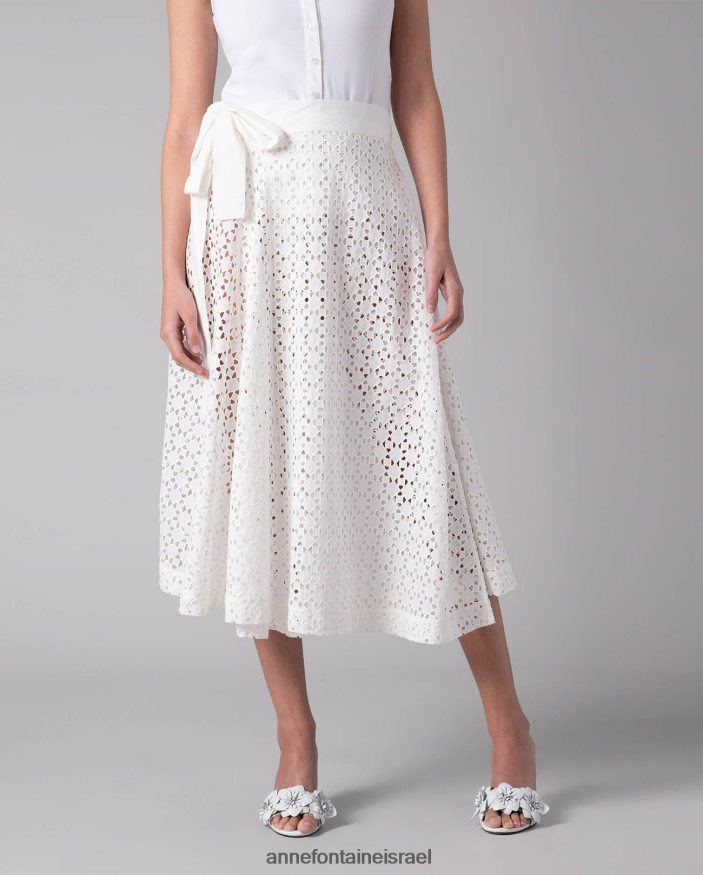 הַלבָּשָׁה Anne Fontaine חצאית קליארי חצאית בסגנון מעטפת בקו לבן נשים DL8V8L353