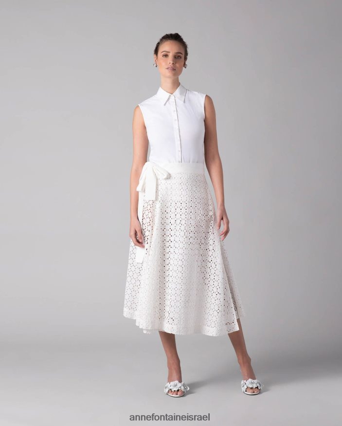 הַלבָּשָׁה Anne Fontaine חצאית קליארי חצאית בסגנון מעטפת בקו לבן נשים DL8V8L353