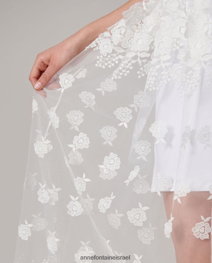 הַלבָּשָׁה Anne Fontaine חצאית קלדי חצאית טול מרעה על הרצפה עם פרחים רקומים לבן נשים DL8V8L354