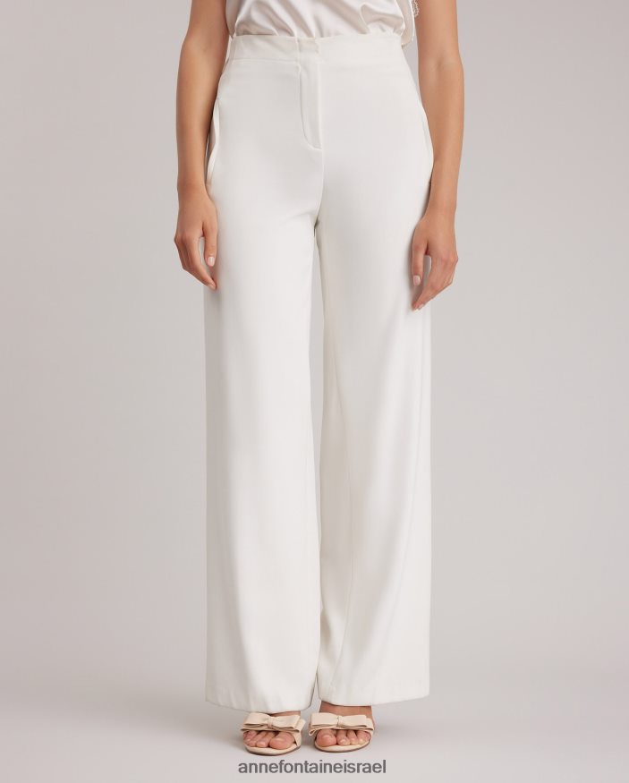 הַלבָּשָׁה Anne Fontaine מכנסי אוברסייז של מכנס פרסטון עם רגליים רחבות לבן נשים DL8V8L355