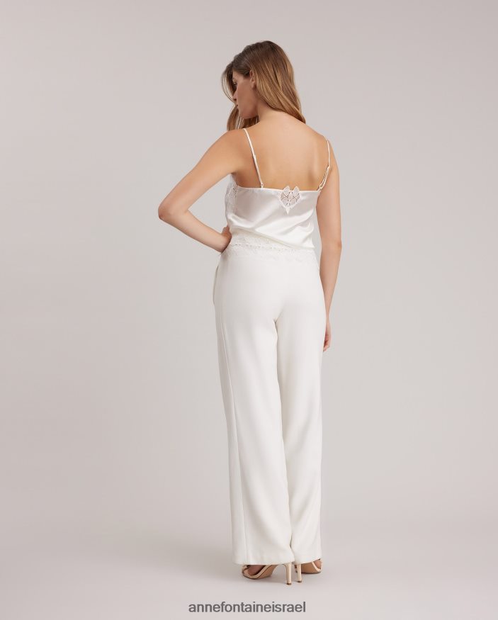 הַלבָּשָׁה Anne Fontaine מכנסי אוברסייז של מכנס פרסטון עם רגליים רחבות לבן נשים DL8V8L355