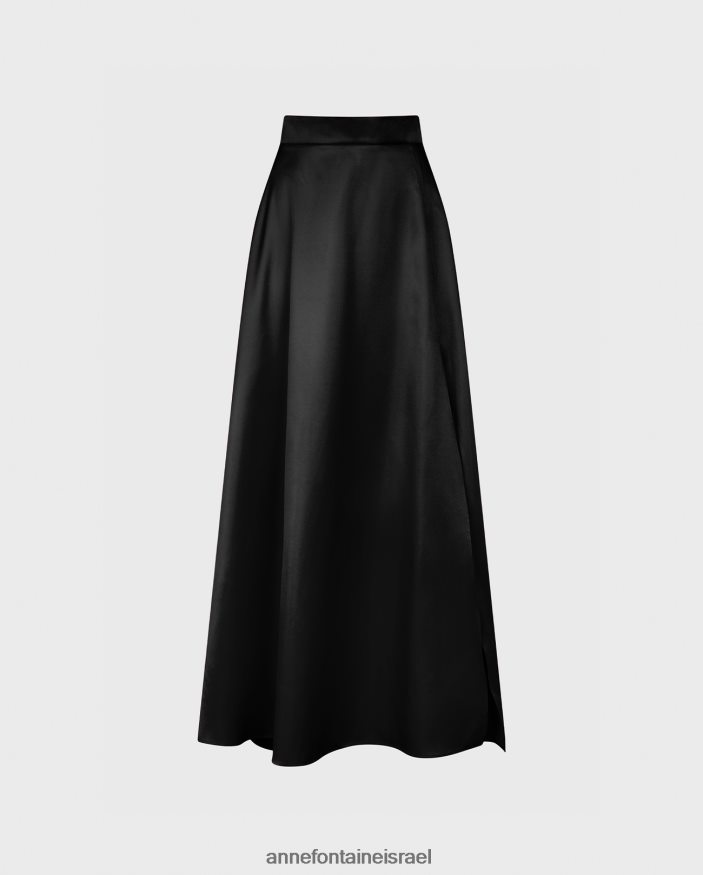הַלבָּשָׁה Anne Fontaine חצאית ג'ויס חצאית מקסי סאטן עם שסע פתוח גבוה שָׁחוֹר נשים DL8V8L358