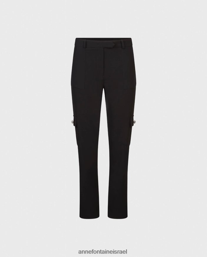 הַלבָּשָׁה Anne Fontaine מכנסי קרפ מכנסיים בלדה עם כיסי צד גדולים שָׁחוֹר נשים DL8V8L359