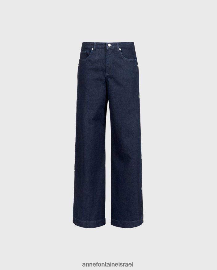 הַלבָּשָׁה Anne Fontaine ג'ינס ג'ינס פרסלי עם סיכות בצד כביסה כהה נשים DL8V8L361