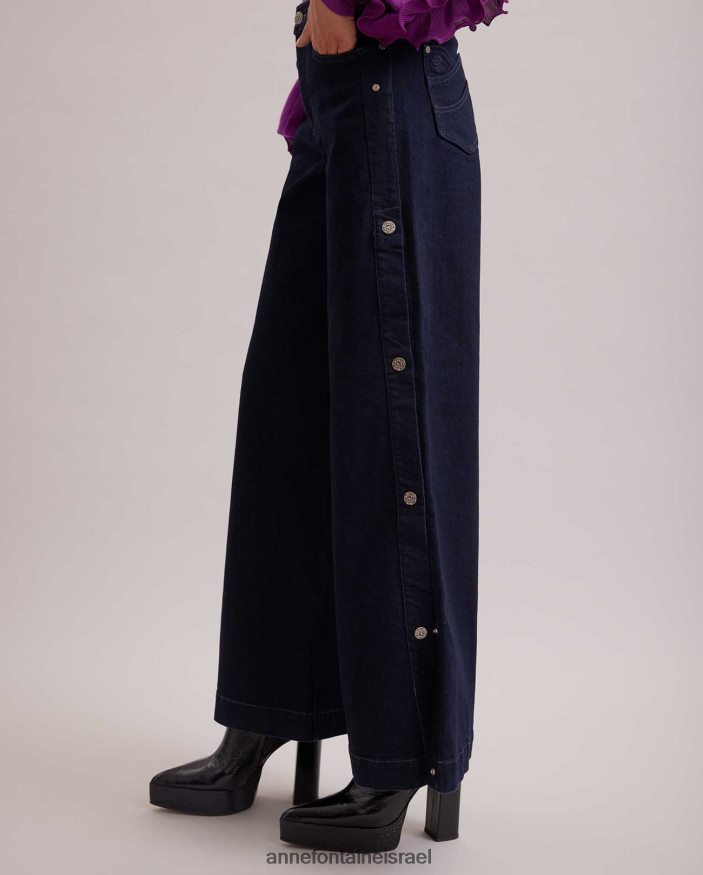 הַלבָּשָׁה Anne Fontaine ג'ינס ג'ינס פרסלי עם סיכות בצד כביסה כהה נשים DL8V8L361