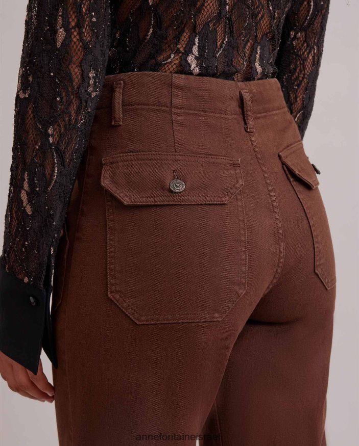 הַלבָּשָׁה Anne Fontaine מכנס תככים רגל ישרה מכנס קצוץ חום נשים DL8V8L362